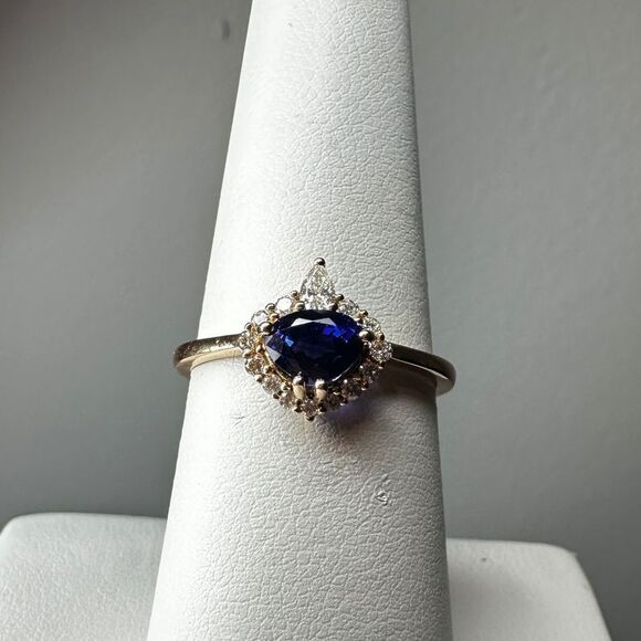 NWT .96ct Ceylon Sapphire and .19ct natural diamond accent ring in 14k YG! - Picture 14 of 16